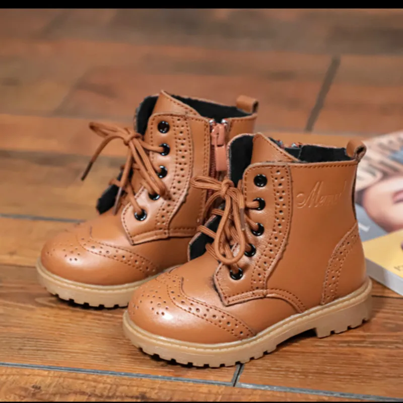 

Детские зимние ботинки из натуральной кожи, на шнуровке