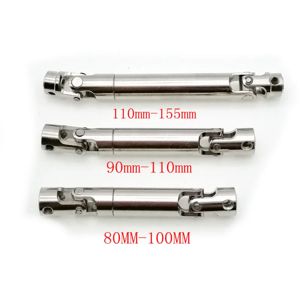 RC 1/10 2Pcs 80-100MM 90-110MM 110-155MM Steel CVD Universal Joint Drive Shaft for 1/10 RC Rock Crawler Car Axial SCX10 D90 D110