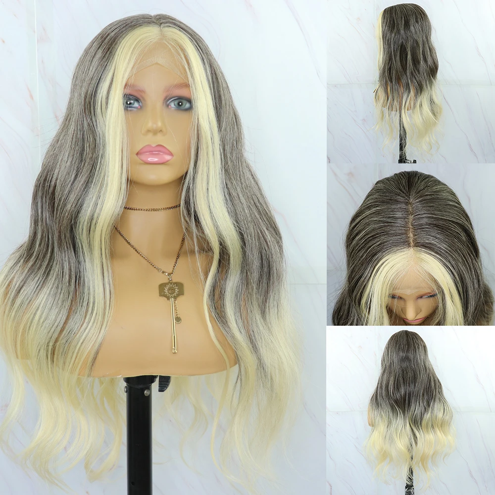 

Beautiful Diary Long Loose Wavy Gluesless Wigs Futura Hair T Part Wig For Black Women Heat Resistant Synthetic Lace Front Wig