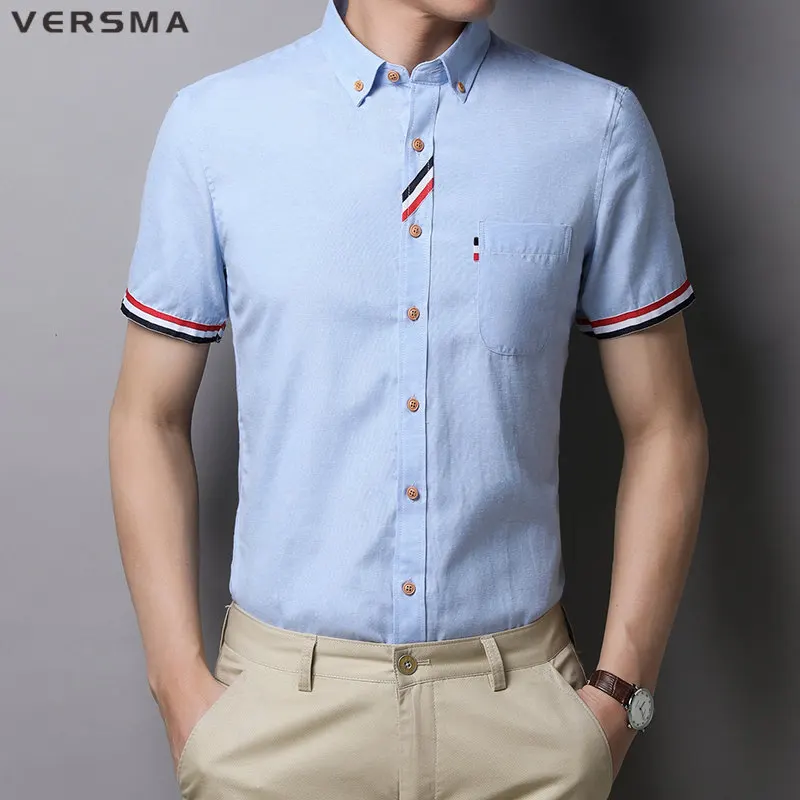 

VERSMA Casual Male White Oxford Short Sleeve Shirt Men British Style Camisa Social Masculina Mens Dress Shirts Men Plus Size 5XL