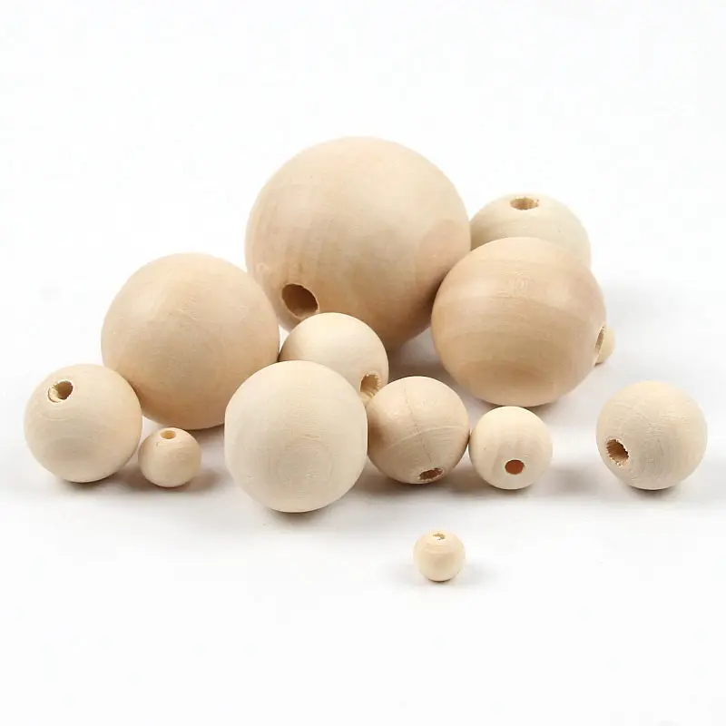 Natural Wooden Beads Lead-free Wood Round Balls For Jewelry Making Diy Children Teething Wood Crafts Home Decoration 4-50mm