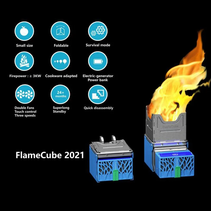 Flame Cube Draagbare Camping Houtkachel Outdoor Stoves Vouwen Kachel Voor Backpacken Survival Koken Turn Fire In Elektriciteit