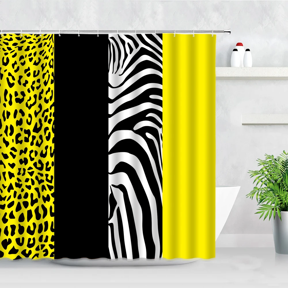 Fashion Art Bathroom Shower Curtain Red Zebra Leopard Print Stripe Modern Home Decor Waterproof Polyester Fabric Bath Curtains