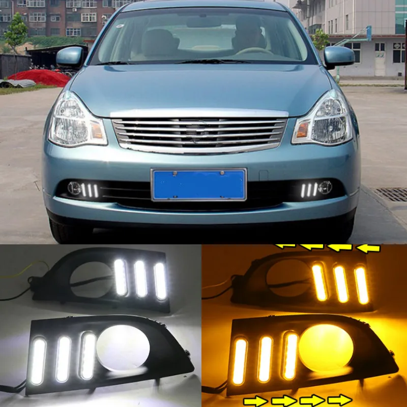 

2pcs For Nissan sentra Sylphy 2006 2007 2008 LED DRL Daytime Running Lights Daylight yellow turn Signal lamp