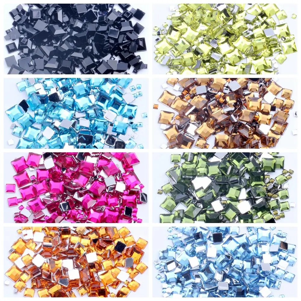 Rhinestones FlatBack Square 2mm 4mm 6mm Mixed Sizes 4g About 180pcs For Crafts Scrapbooking DIY Clothes Nail Art Decoration