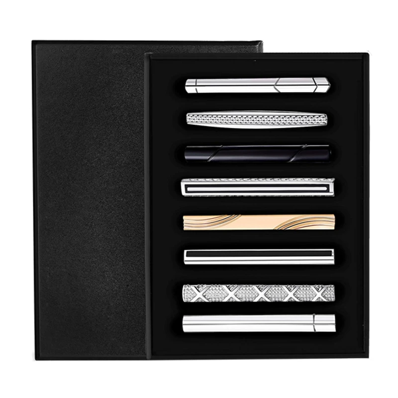 

8 Pcs Tie Clips Set for Men Tie Bar Clip Set for Regular Ties Necktie Wedding Business Clips with Box, Color B: 8 Pcs +a tie cl