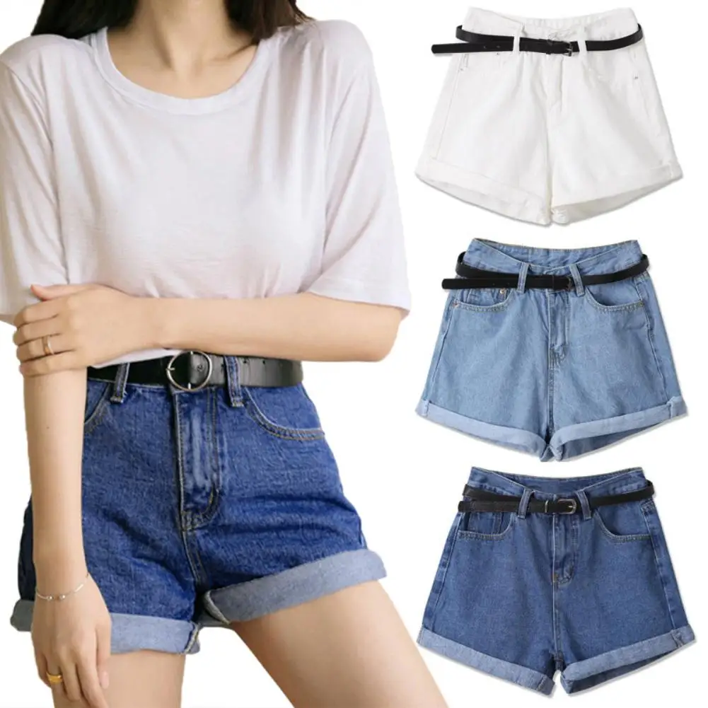 Women's Denim Shorts Classic Vintage High Waist Curled Leg Female Casual Summer Ladies All-Match Shorts Jeans For Women New