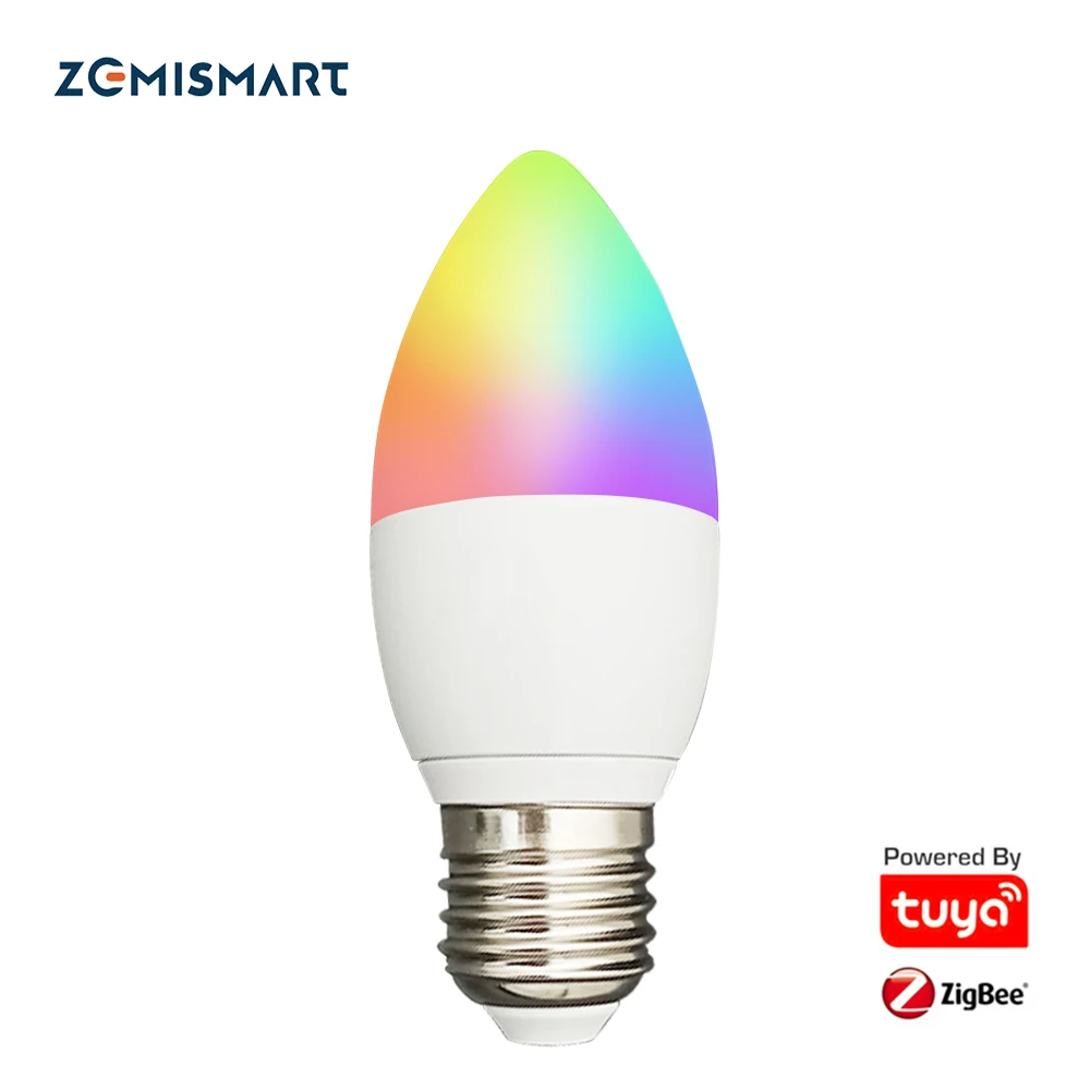 Zemismart Tuya Zigbee 3.0 Led Light Bulb E27 5W Smart Candle Bulb RGBW Dimmable Lamp Smart Life APP Alexa Google Home Decoration solar led wall light outdoor waterproof wall lamp garden arrangement terrace balcony landscape atmosphere decoration solar lamps