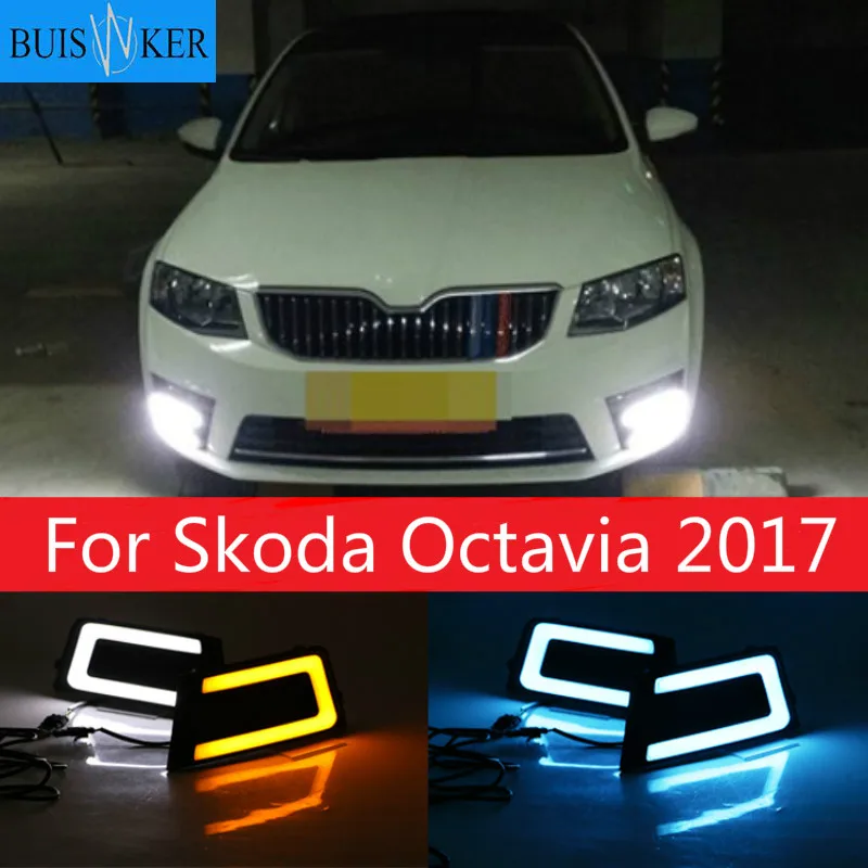 

LED Daytime Running Light For Skoda Octavia 2017 Car Accessories Waterproof 12V DRL Fog Lamp Decoration