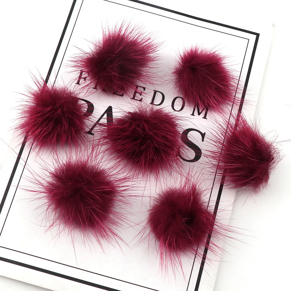 50PCS Natural Fur Craft Pompon Ball Lovely 3.5cm Pompoms For  Girl Hair Clip Hairpins Barrettes Key Chain Ornament Accessories