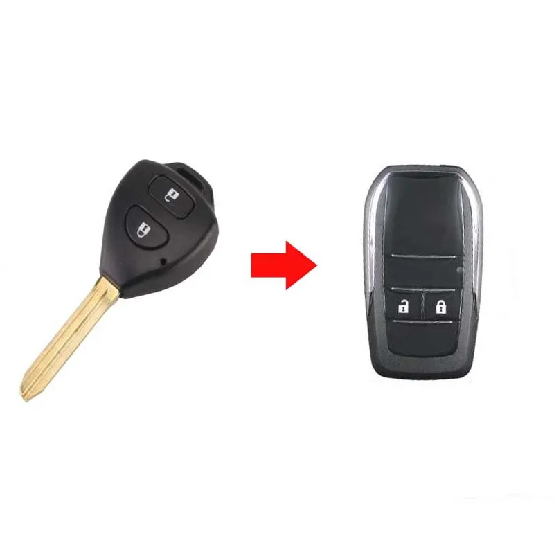 

2 Buttons Modified Folding Flip Remote Key Shell Case For Toyota Camry Corolla RAV4 Reiz Fob Key Cover