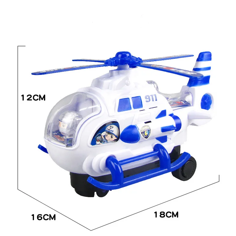 Interesting electric toy battery operated universal wheel kids helicopter with light and music