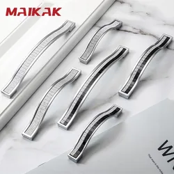 MAIKAK Zinc Alloy Crystal Glass Handles Cupboard Pulls Drawer Knobs Kitchen Cabinet Handles Furniture Handle with Crystal