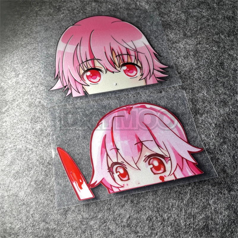 Car Electric Motorcycle Decal for Anime Yuno Gasai Future Diary Peeker Cartoon Girl Cute Waterproof Motor Bike Computer Sticker