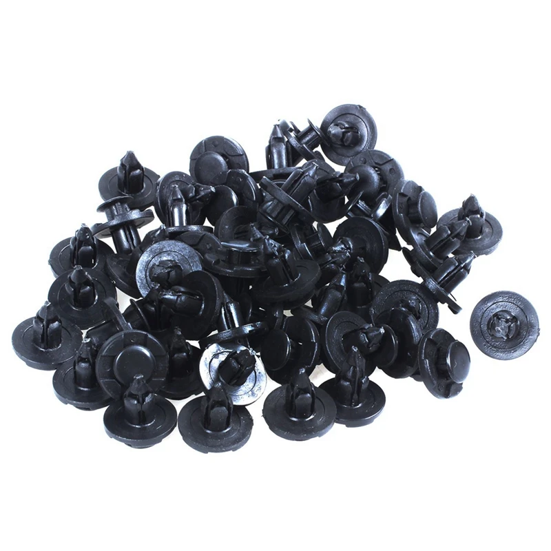 50 Pcs Clip Plastic Black Fender & 1 Pcs Car Blade Fuse Holder Relay Socket Black Box