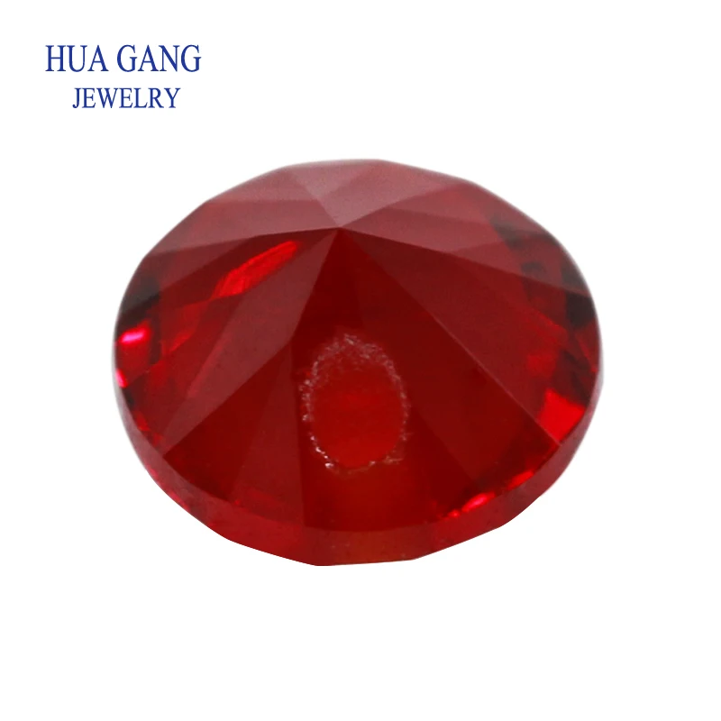 1.0-16mm Red Glass With Hole Round Shape Machine Cut Loose Glass Stone Synthetic Gems For Jewelry