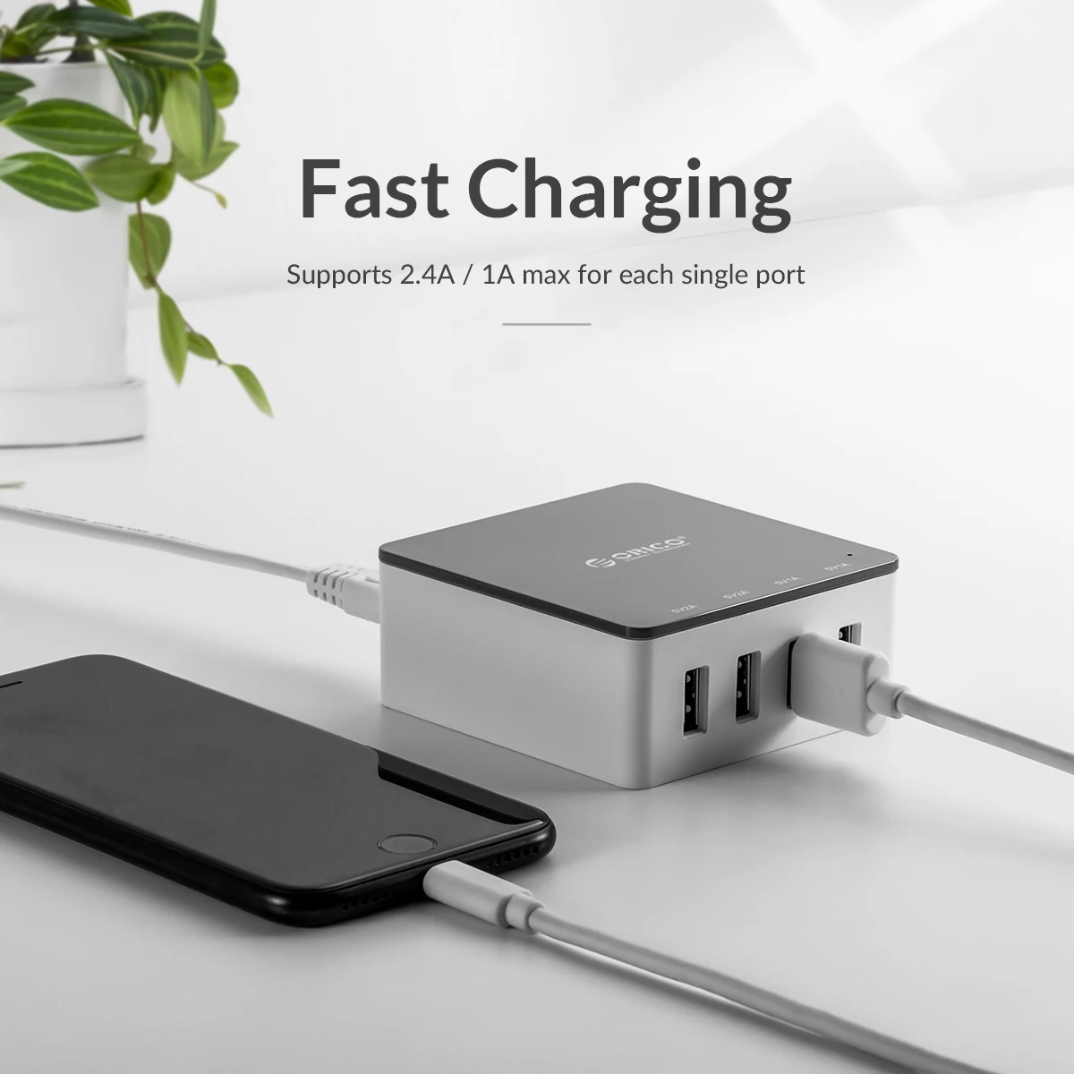 شاحن USB 4 منافذ من ORICO بسعر منخفض للغاية قابس أمريكي عالمي لسطح المكتب محول طاقة 5 فولت 6A خرج 30 واط لهاتف سامسونج آيفون وهواوي