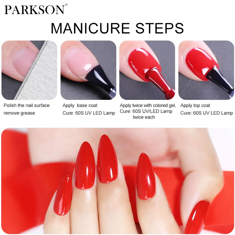 Parkson No Wipe Top Base Coat Nail Gel polish Design Enhancer Varnish Semi Permanent Soak Off UV LED Nail Art Tool