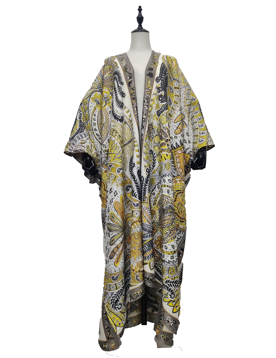 

Kimono Japanese Traditional Summer Silk Robe Kaftan Clothes For Women Free Size Kuwait Muslim Women Open Robe abaya Gowns