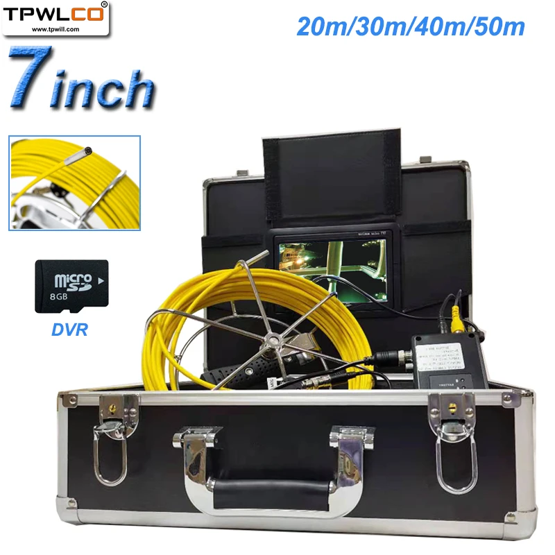 

Pipe Drain Inspection 1000TVL Professional Endosocpe Sytem With 7" Display 20m/30m/40m/50m With 6PCS LEDS 6.5mm Video Camera