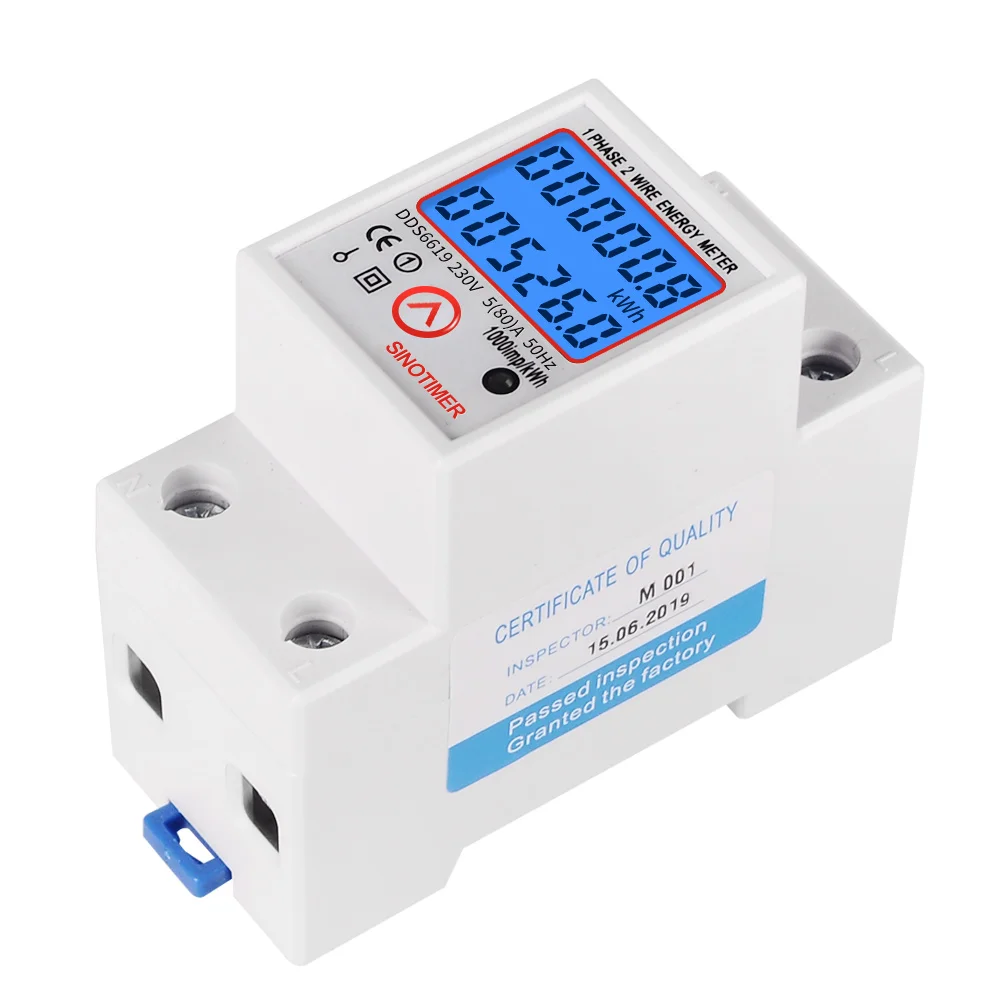 DDS6619 with Backlight DIN Rail kwh Meter Energy Saving Wattmeter Electric Power Consumption Meter Multifunctional Electricity