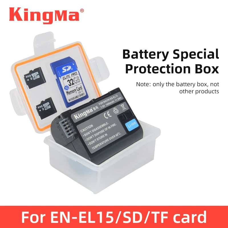 

KingMa EN-EL15 ENEL15 Battery Plastic Case Storage Battery Holder Box For Nikon D800 D750 D810A D7200 D7100 D850 D7000