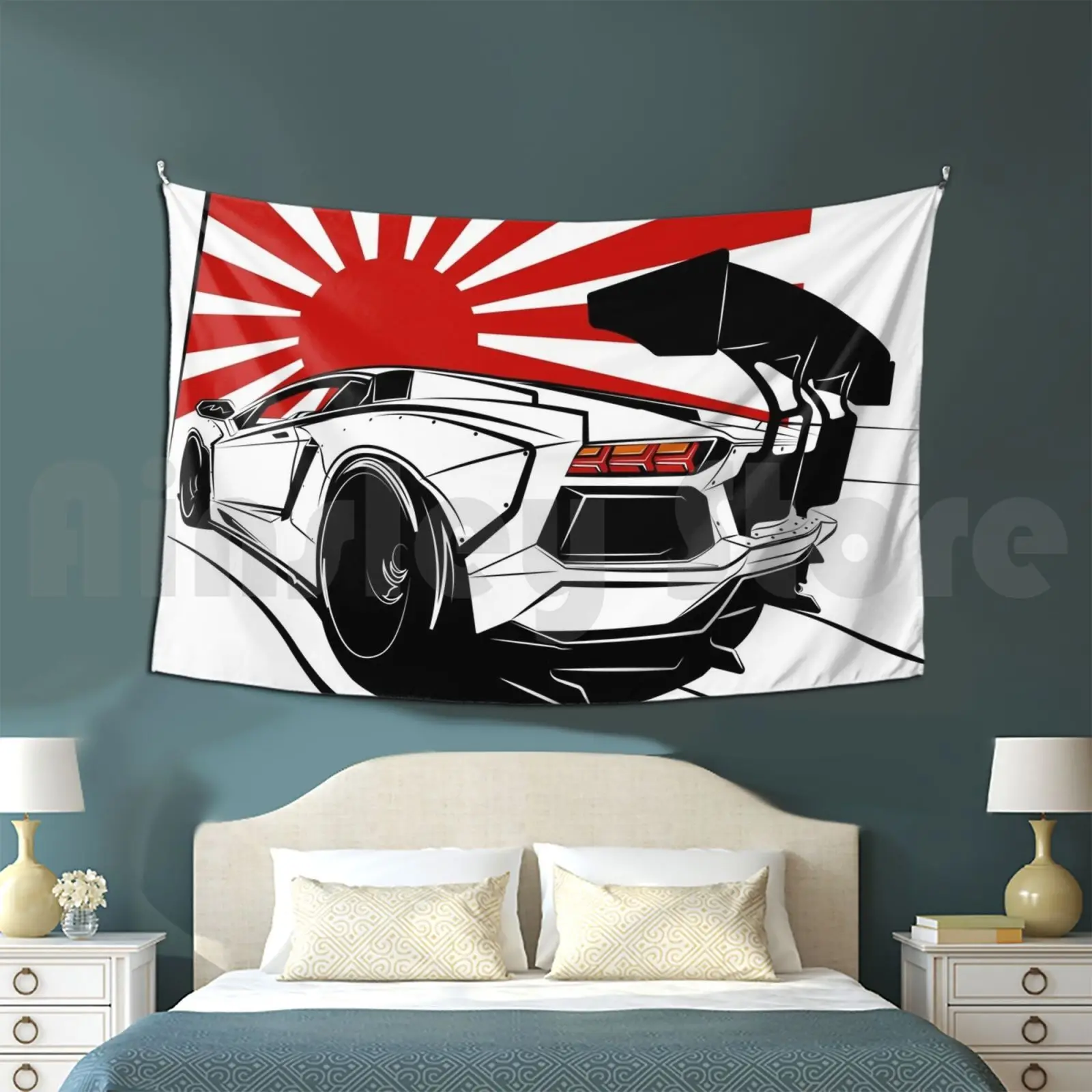 Wide Bull Customized Tapestry V12 V8 V10 R8 Rs Liberty Walk Germany Japan Motor Automotive Vector Car