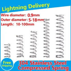 304 SUS Compressed Spring Stainless Steel Compression Spring Wire Diameter 0.9mm Y-type Rotor Return Spring 10PCS