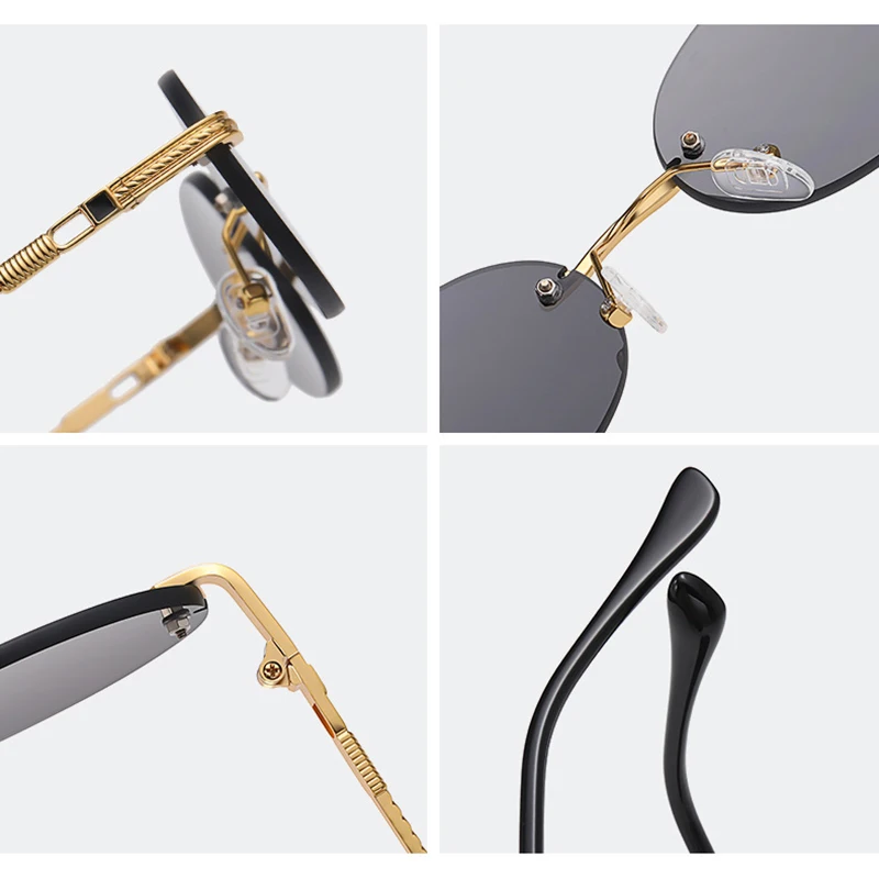 RBROVO 2023 Oval Retro Sunglasses Women High Quality Eyeglasses For Women/Men Small Glasses Male Rimless Driving Glasses Rimless