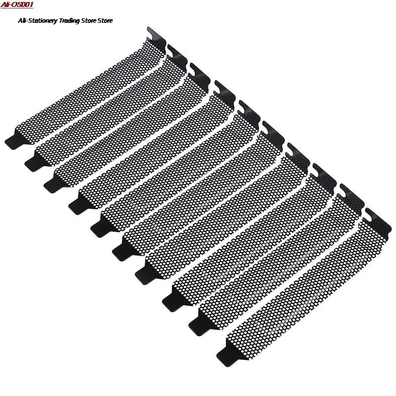 10pcs/pack Black Hard Steel Dust Filter Blanking Plate PCI Slot Cover With Screws