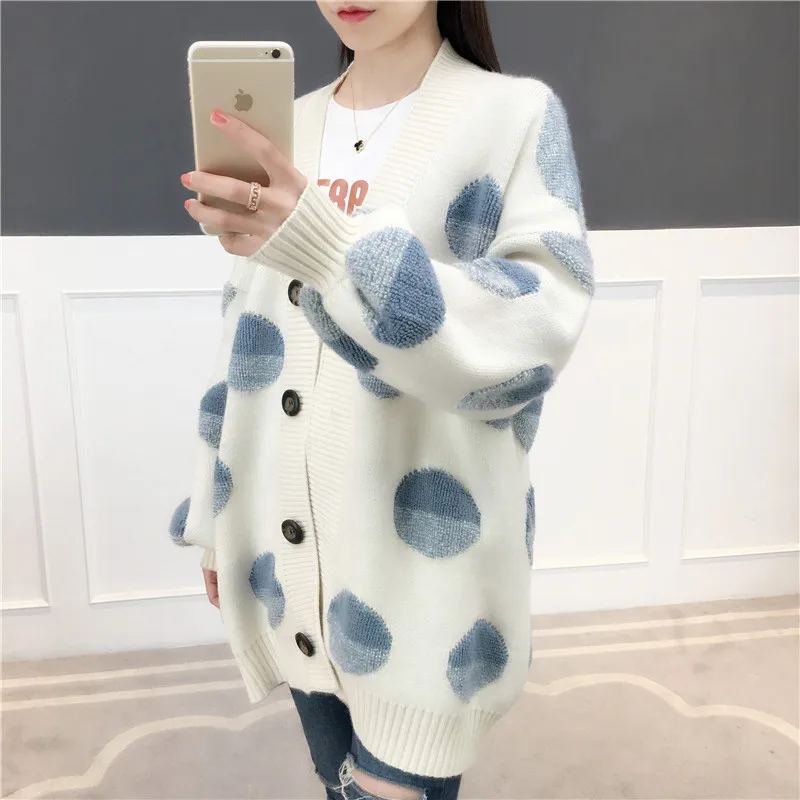 2024 Autumn Winter Fashion Long Knitted Sweater Women Cardigan Jacket Coat Korean Loose V Neck Long Sleeve Knit Outerwear Female