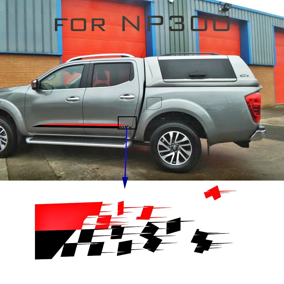 Car accessories 2 Pcs racing side stripe graphic Vinyl car sticker fit for NAVARA NP300 2015 2016