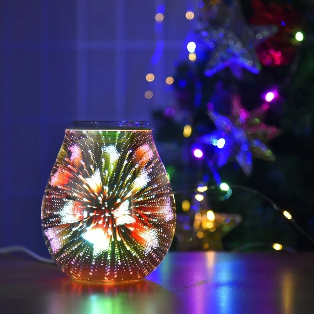 Diffusore di Olio essenziale di Vetro Cera Si Scioglie Scaldino Elettrico Bruciatore di Profumo di Incenso Cera Crostata Luce di Notte Aroma Regali Decorativi Decor