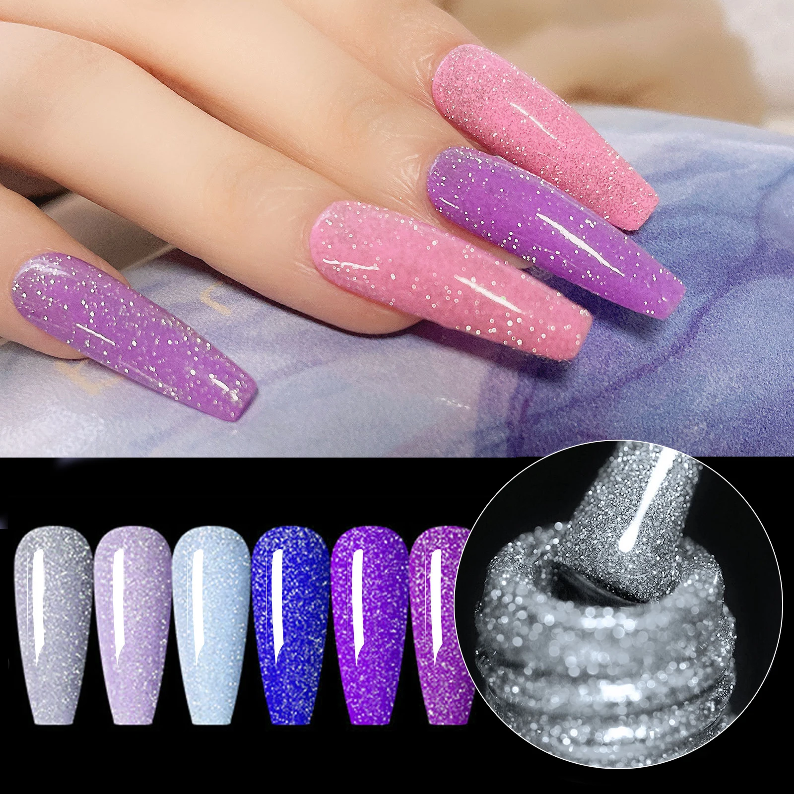 8ml Glitter Nagelgel Polish Flash Fototherapie Disco UV Top Coat Sneldrogende Manicure Decoratie Tool