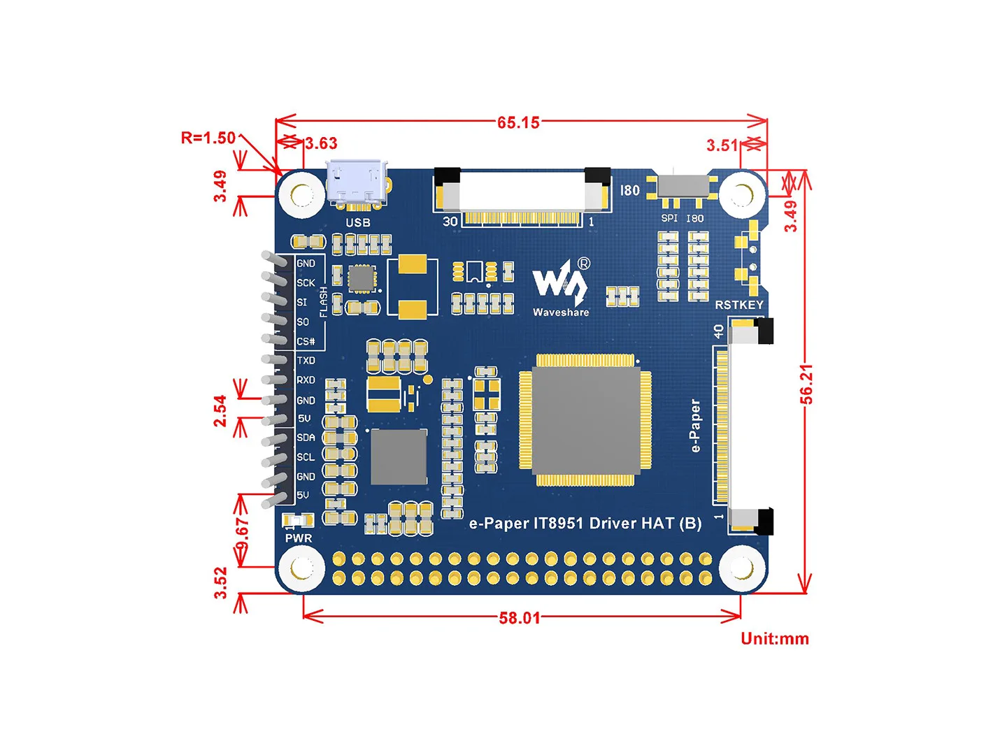 Imagem -06 - Wavprincipare Chapéu de Tela E-ink Polegadas para Raspberry pi 1448x1072 Alta Definição Preto Branco 16 Escala Cinza