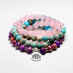 Fashion Spiritual 108 Mala Bracelets Women Men Revelation Natural 8MM Beads Bracelet Yoga Meditation Lotus Pendant Charm Jewelry