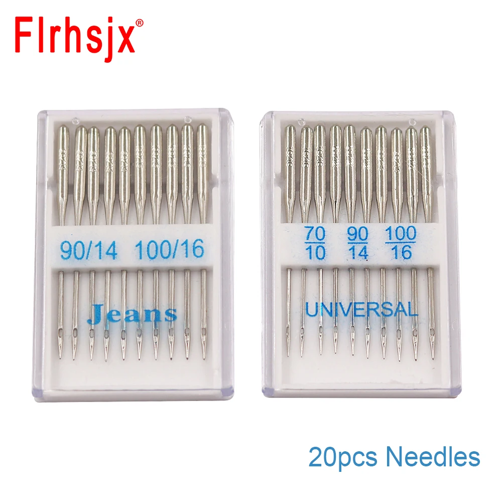 FLRHSJX 20pcs Sewing Machine Needles 4 Sizes Jeans Universal Regular Point Sewing Needle for Home Sewing Machine Supplies