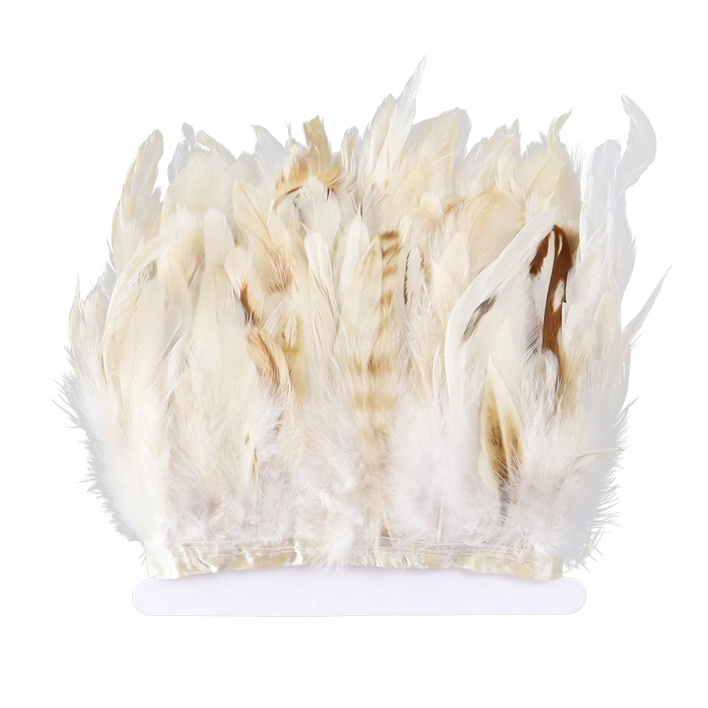 1 meter White feathers Natural Chicken Rooster Feathers Ribbon 15-20 cm/6-8 inches Pheasant Feather Saddle Fringe Carnival Decor