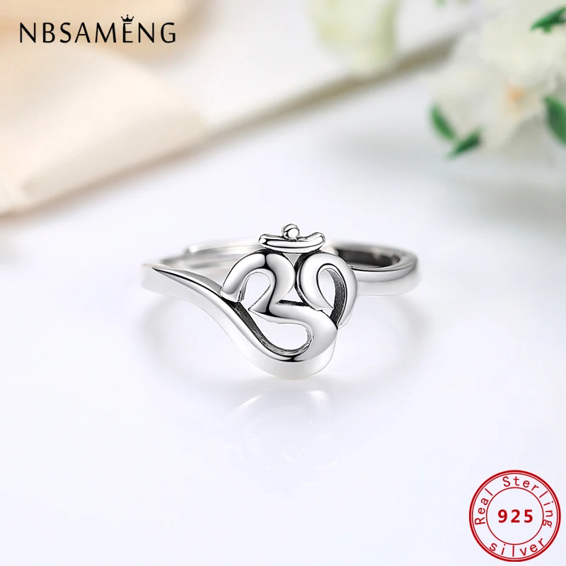 100% 925 Sterling Silver Ring Om Symbol Adjustable Finger Rings For Women Gift Luxury Fine Jewelry