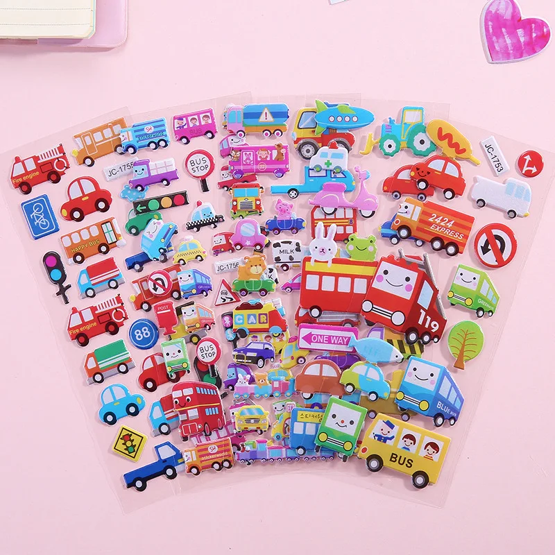 Dropshipping Sticker Kawaii Bubble Stickers Kids DIY Car Accessories Baby Girl Children Boy Toys Puffy Stickers Reward Kids Toys