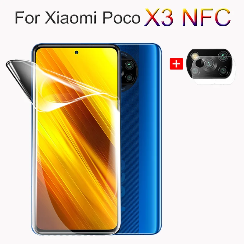 Soft Glass Poco X3 NFC, Full Cover Hydrogel Film Screen Protector For Xiaomi Poco X3 Pocophone X3 Camera Film