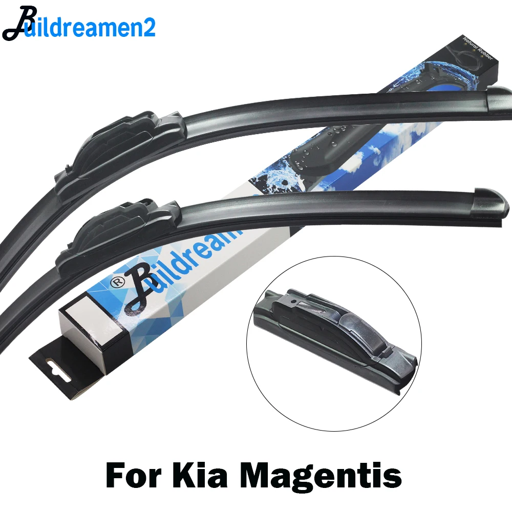 Buildreamen2 2 Pieces Car Wiper Blade Rubber Front Windscreen Wiper Accessories For Kia Magentis Sedan Fit Hook Arms 2000-2010