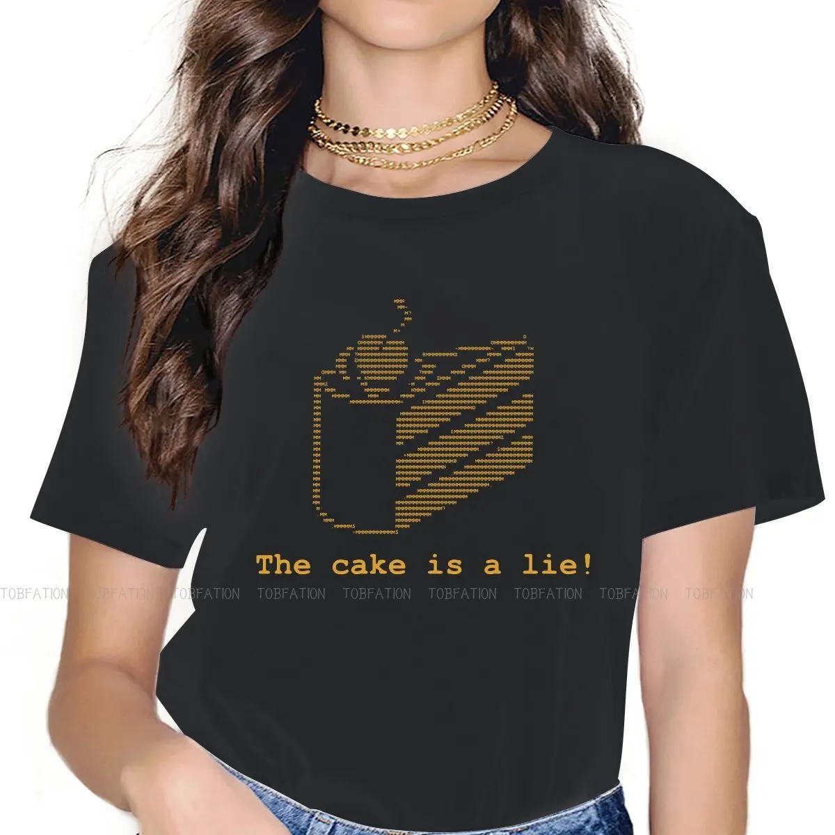 The Cake Is A Lie Code Women's TShirt Portal Game Chell Atlas P-Body O Neck Girls Tops 5XL Lady T Shirt Funny Fashion Gift