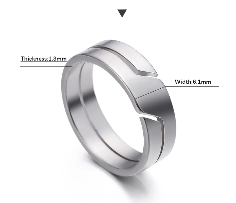 COOLTIME Einfache Mode Ring Edelstahl Casual Paar Ringe Hochzeit Schmuck Jahrestag Geschenk Großhandel anillos hombre – Detail 10