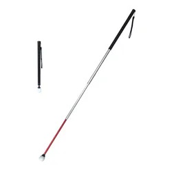 Alluminio Bastone Bianco telescopico da 39cm-123cm,4 Sezioni, Con 2 Punta Roller,Per Non Vedenti