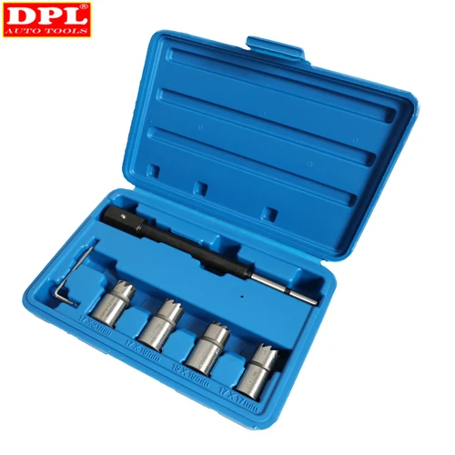 Imagen 2 del producto Juego de herramientas para cortar asiento de inyector diésel, limpiador, Kit de herramientas de corte de carbono, 5 uds.