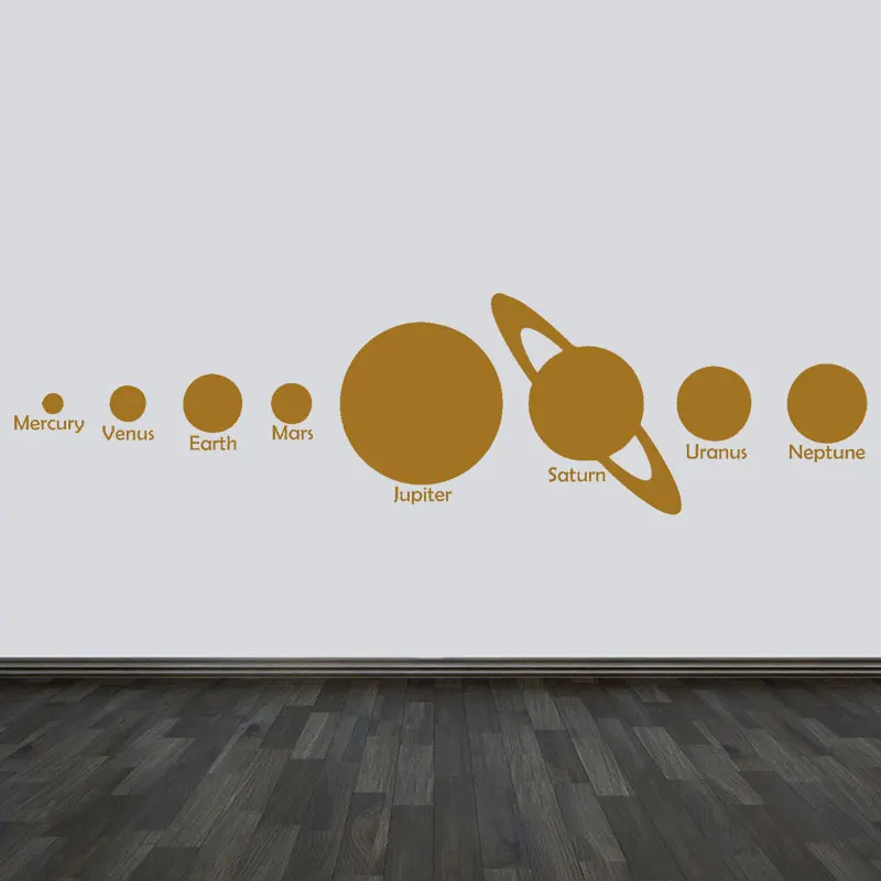 

Solar System Planets Science Space Wall Stickers Vinyl Home Decor for Children Kids Boy Room Bedroom Decals Removable Mural S295