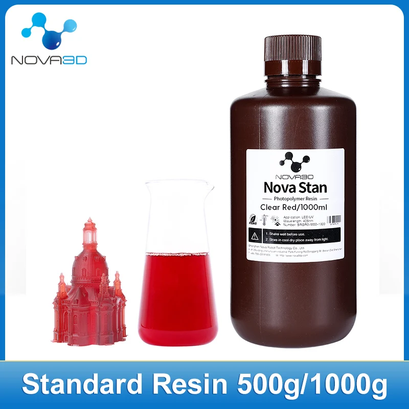 NOVA3D 3D Printer Clear Red Sensitive Resin 405nm LCD SLA UV 3d Printer Photosensitive 500g 1000g  Resin