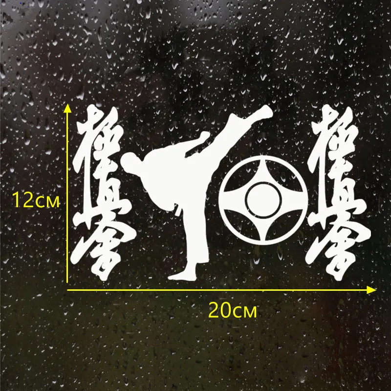 12*20Cm Karate Logo Fun Zilver/Zwart Vinyl Auto Stickers, Auto Benodigdheden, Die Krassen, waterdicht, Decals