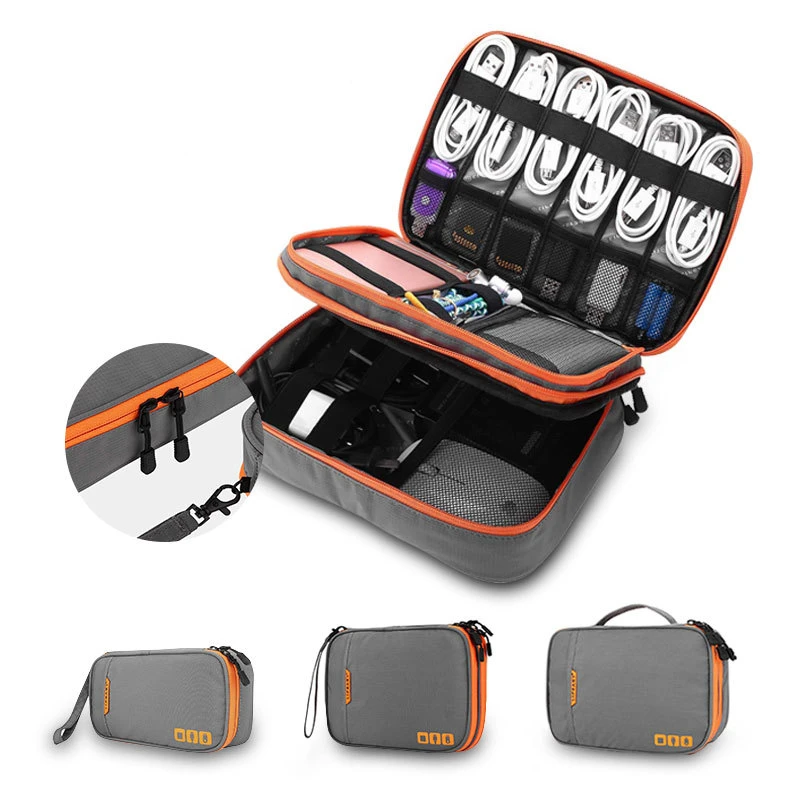 

Travel Cable Storage Multi-Function Digital Storage Bag Gadget Organizer Digital Pouch Ipad Earphone Charge Double Layer